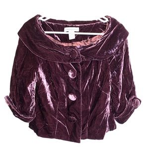 Velvet Blazer, Cropped Fit, Burgundy